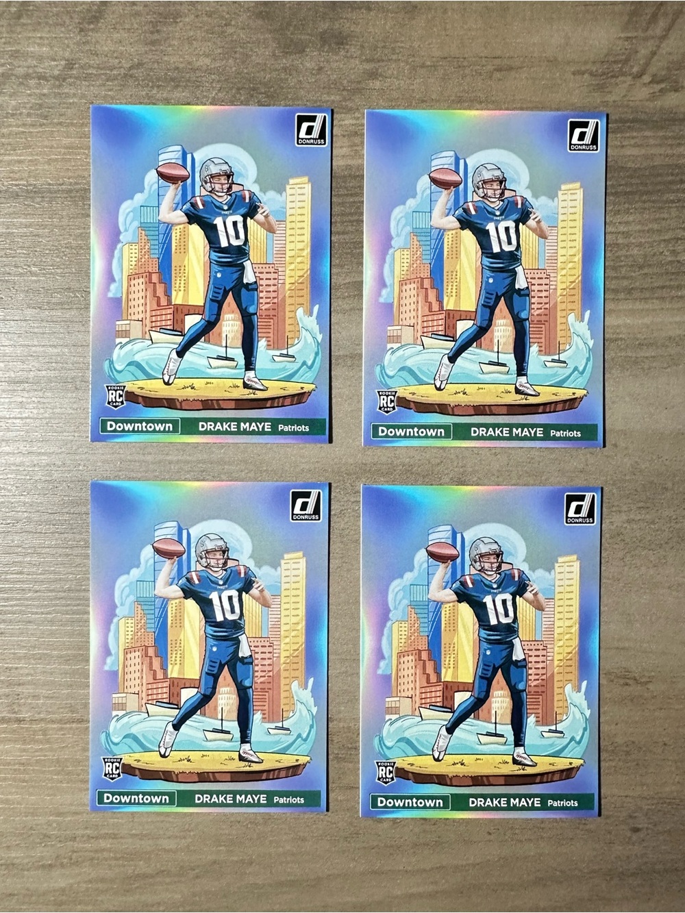 Drake Maye Lot of (4) 2024 Panini Downtown #8 Novelty Football Cards.